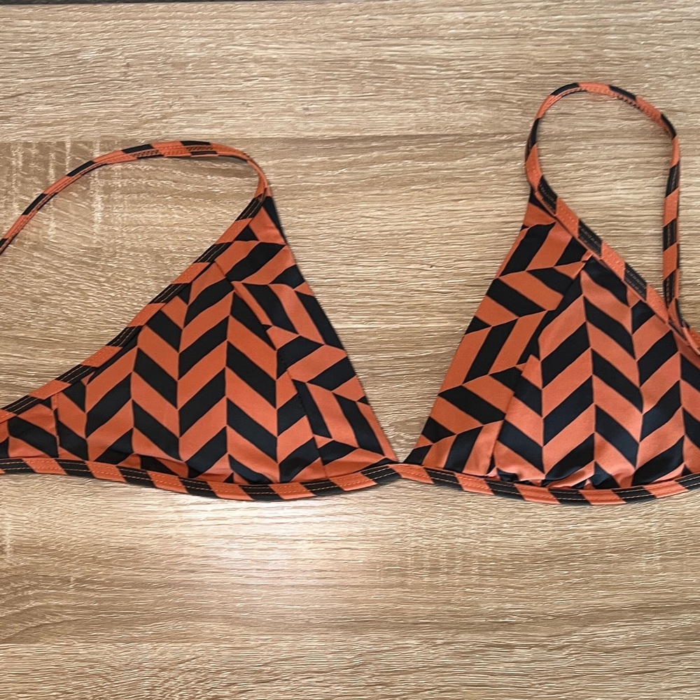 Billabong Orange and Black Chevron Bikini Top only